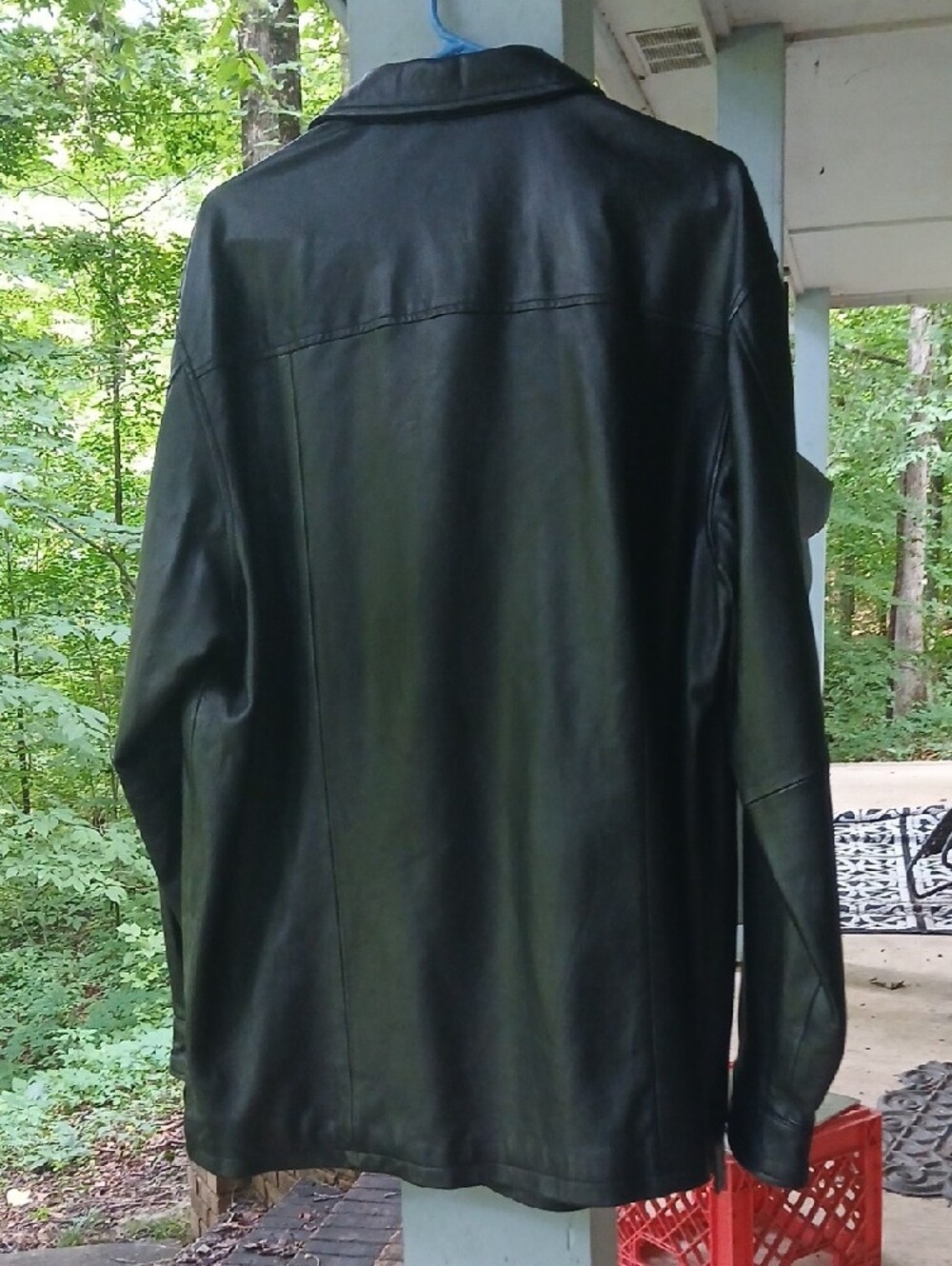 Kenneth Cole Black Leather Shirt Jacket with Dual Chest Pockets,szL - Picture 3 of 8